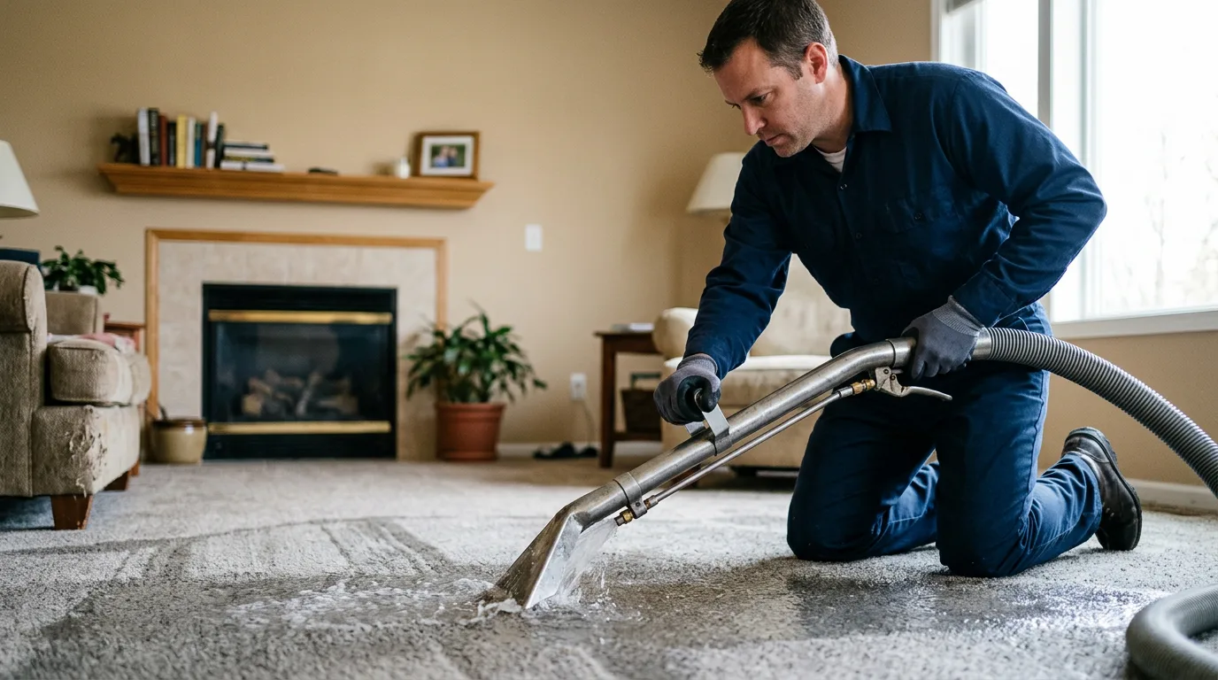 Water damage restoration technician working near Machesney Park, IL